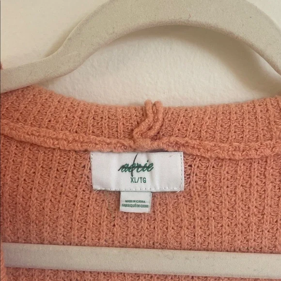 Aerie Cozy Up Waffle Hooded Peach Sweater - Picture 5 of 6
